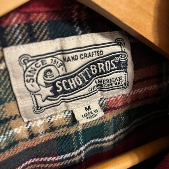 Schott NYC - Flannel Shirt in Berry Red - Men's Medium - Picture 3 of 6